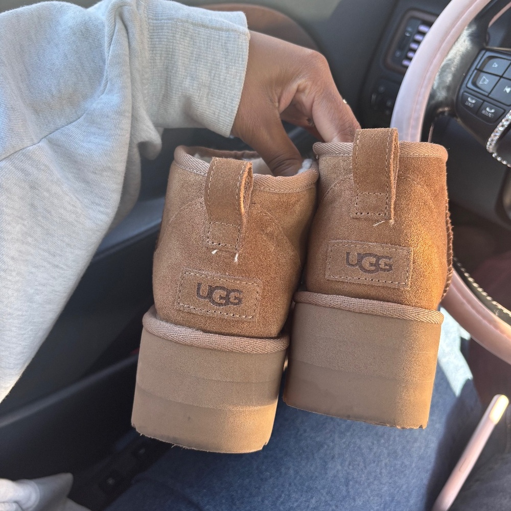 UGG Chestnut Suede Platform Boots - Picture 2 of 4
